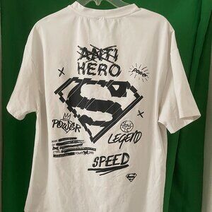Superman Short Sleeve T-Shirt Unisex White W/Graphic Print 100% Cotton